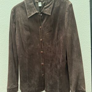 Brown Suede Button-Up Jacket